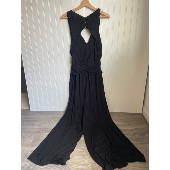 Free People Beach Jumpsuit Women's Medium Black Flowy Boho Open Back NEW - Picture 6 of 7